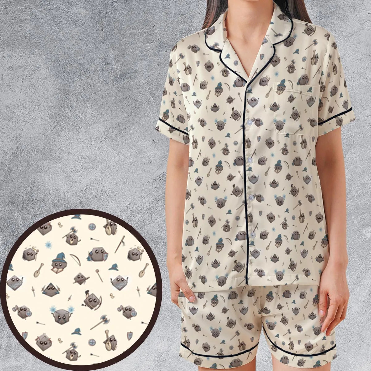 Satin Short-Sleeve Pajamas Set - UA2SAYUG