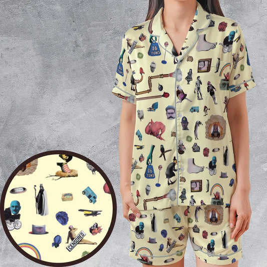 Satin Short-Sleeve Pajamas Set - 4C73DW32