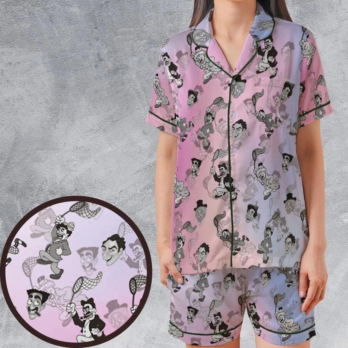 Satin Short-Sleeve Pajamas Set - XKT5HG2X