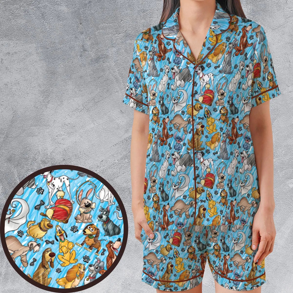 Satin Short-Sleeve Pajamas Set - 69S56UQ7