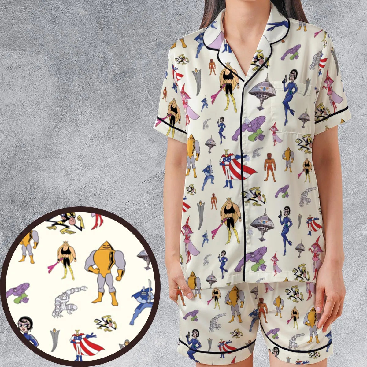 Satin Short-Sleeve Pajamas Set - FWVY3WUL