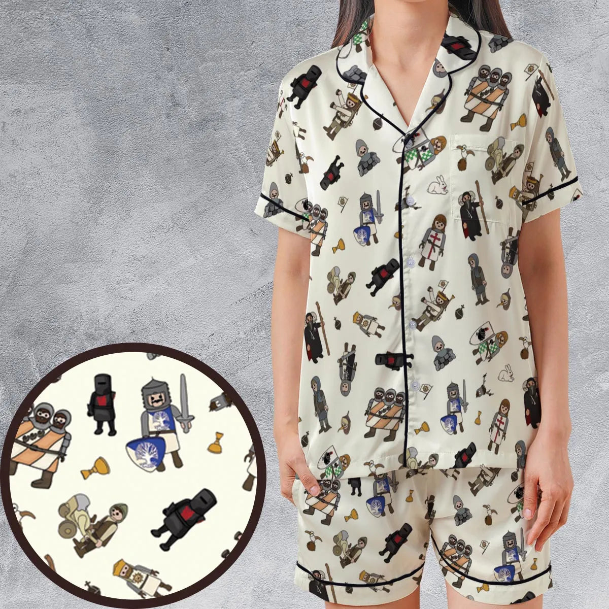 Satin Short-Sleeve Pajamas Set - BFXHUTW1