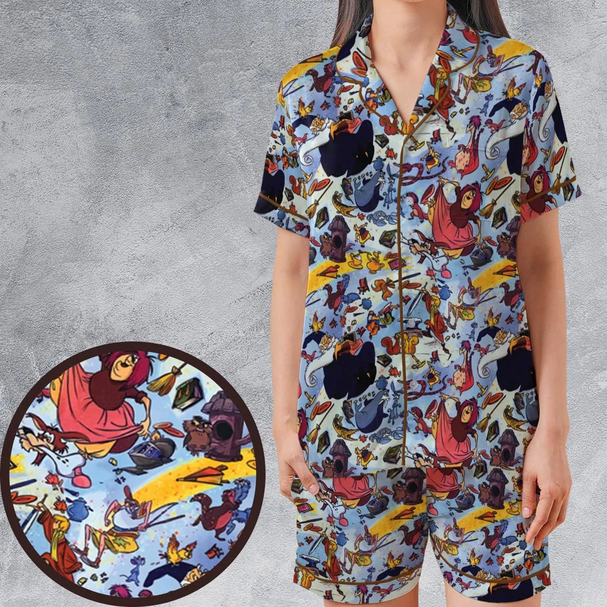 Satin Short-Sleeve Pajamas Set - X893MPBN