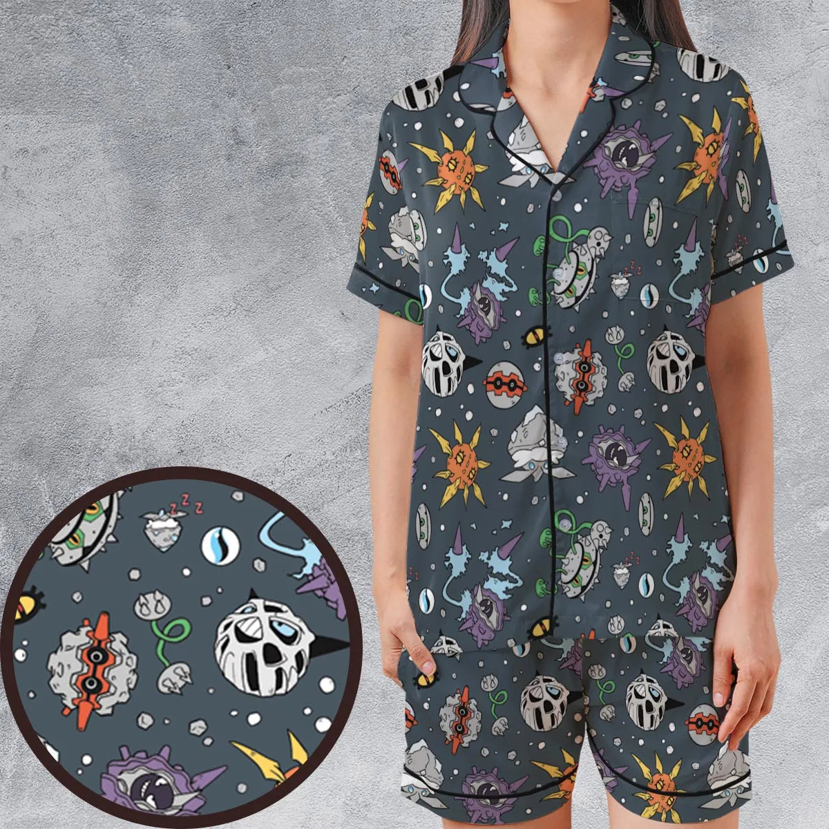 Satin Short-Sleeve Pajamas Set - UQNNBHNS