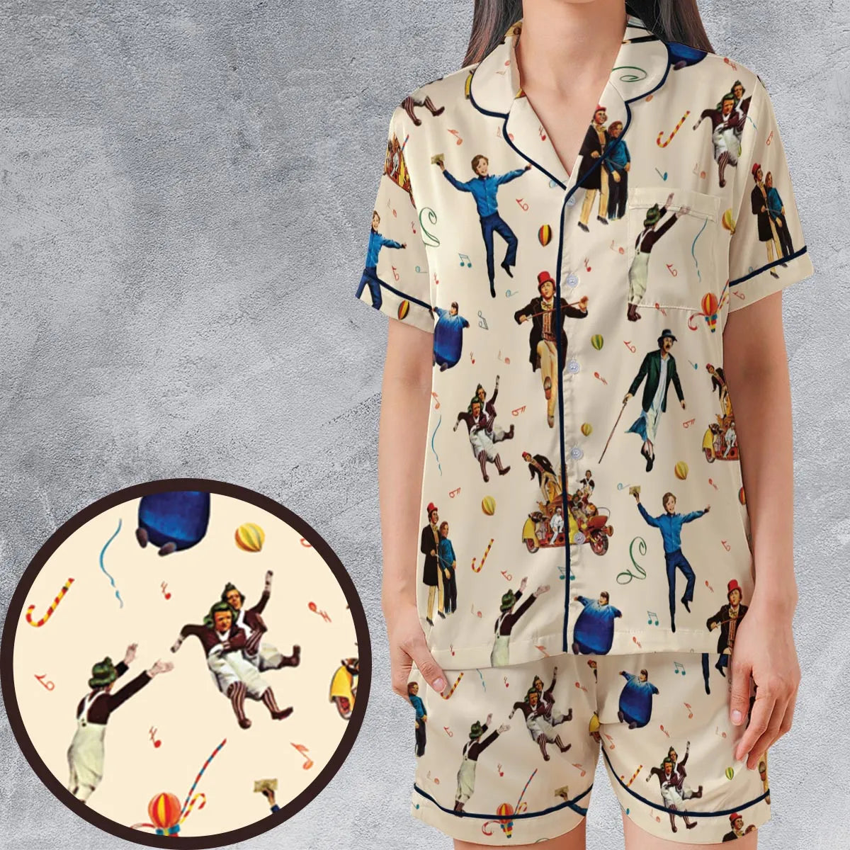 Satin Short-Sleeve Pajamas Set - 47P8H93C