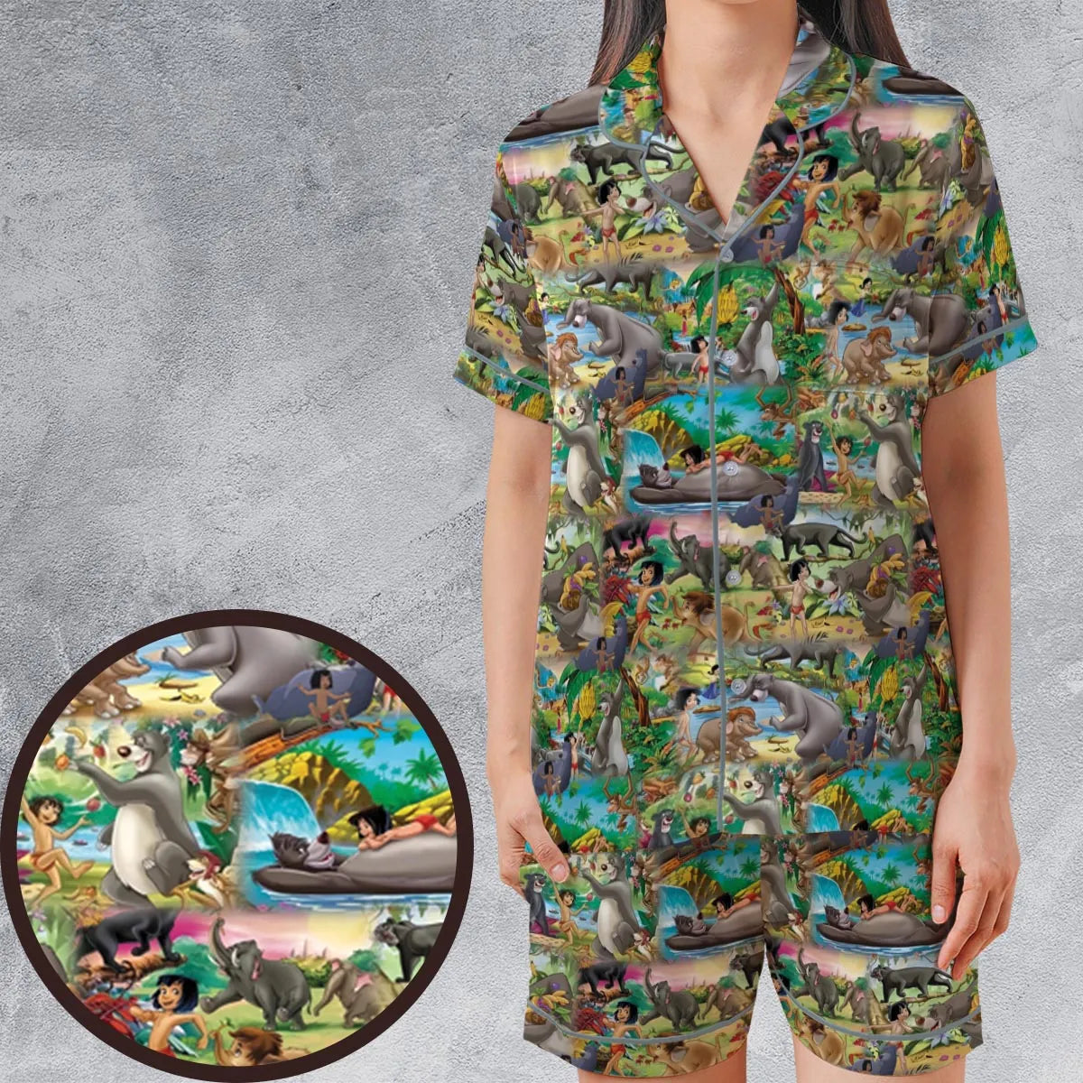 Satin Short-Sleeve Pajamas Set - U5A5KYUC