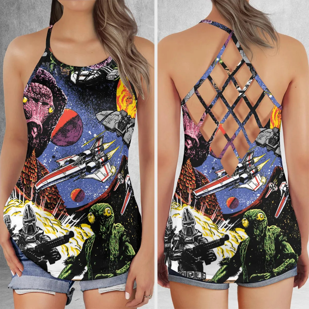 Criss Cross Tank Top - U5PURR2F