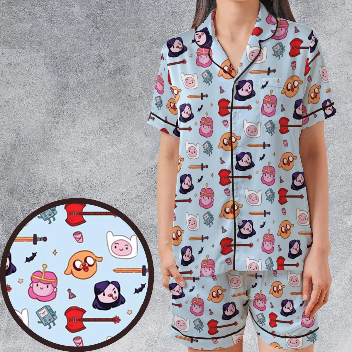 Satin Short-Sleeve Pajamas Set - X8MHKJ31