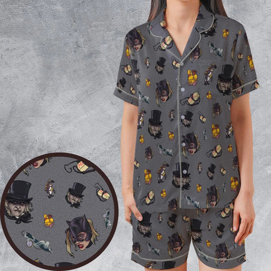 Satin Short-Sleeve Pajamas Set - BUYXPMMJ
