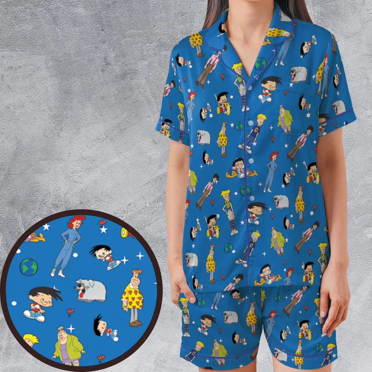 Satin Short-Sleeve Pajamas Set - DDREGSNQ