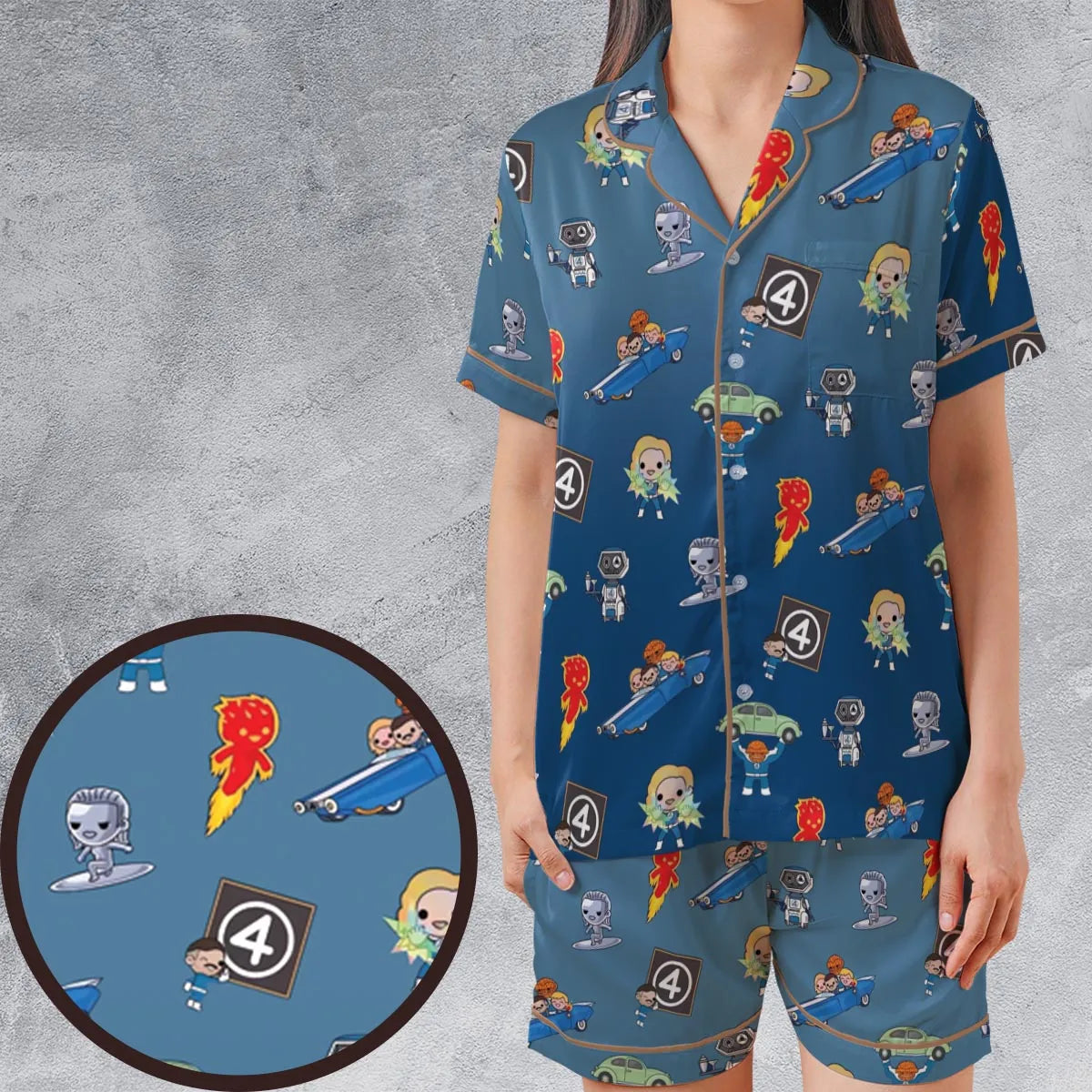 Satin Short-Sleeve Pajamas Set - U7MJ9121