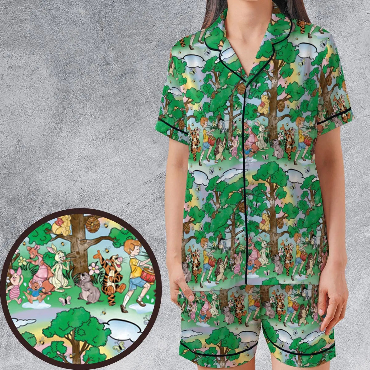 Satin Short-Sleeve Pajamas Set - TMKYC4VS