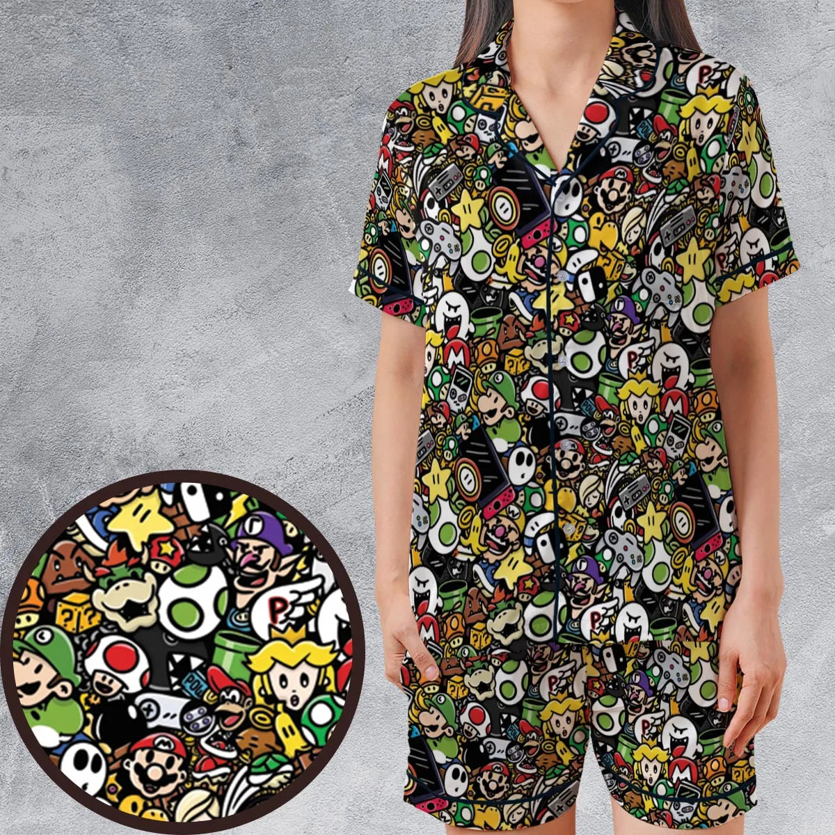 Satin Short-Sleeve Pajamas Set - 1CHW23ZV