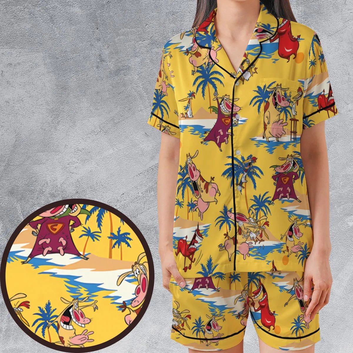 Satin Short-Sleeve Pajamas Set - LMY99QYK