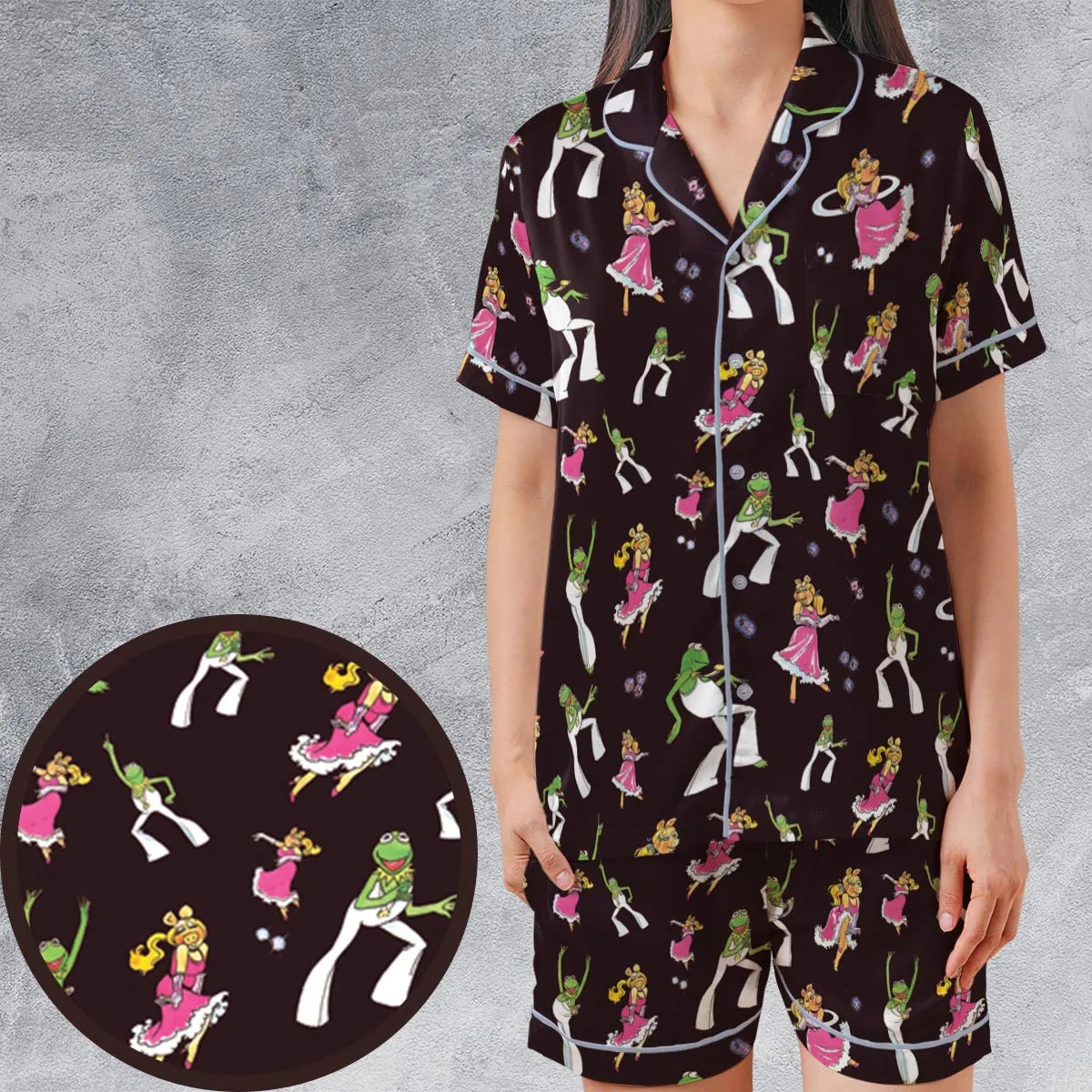 Satin Short-Sleeve Pajamas Set - V4QTWZB7