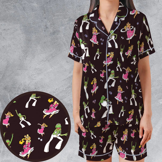 Satin Short-Sleeve Pajamas Set - V4QTWZB7