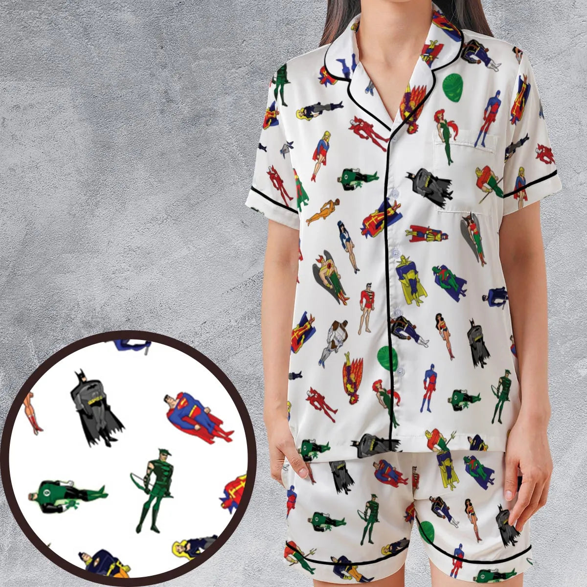 Satin Short-Sleeve Pajamas Set - NQ748JEA