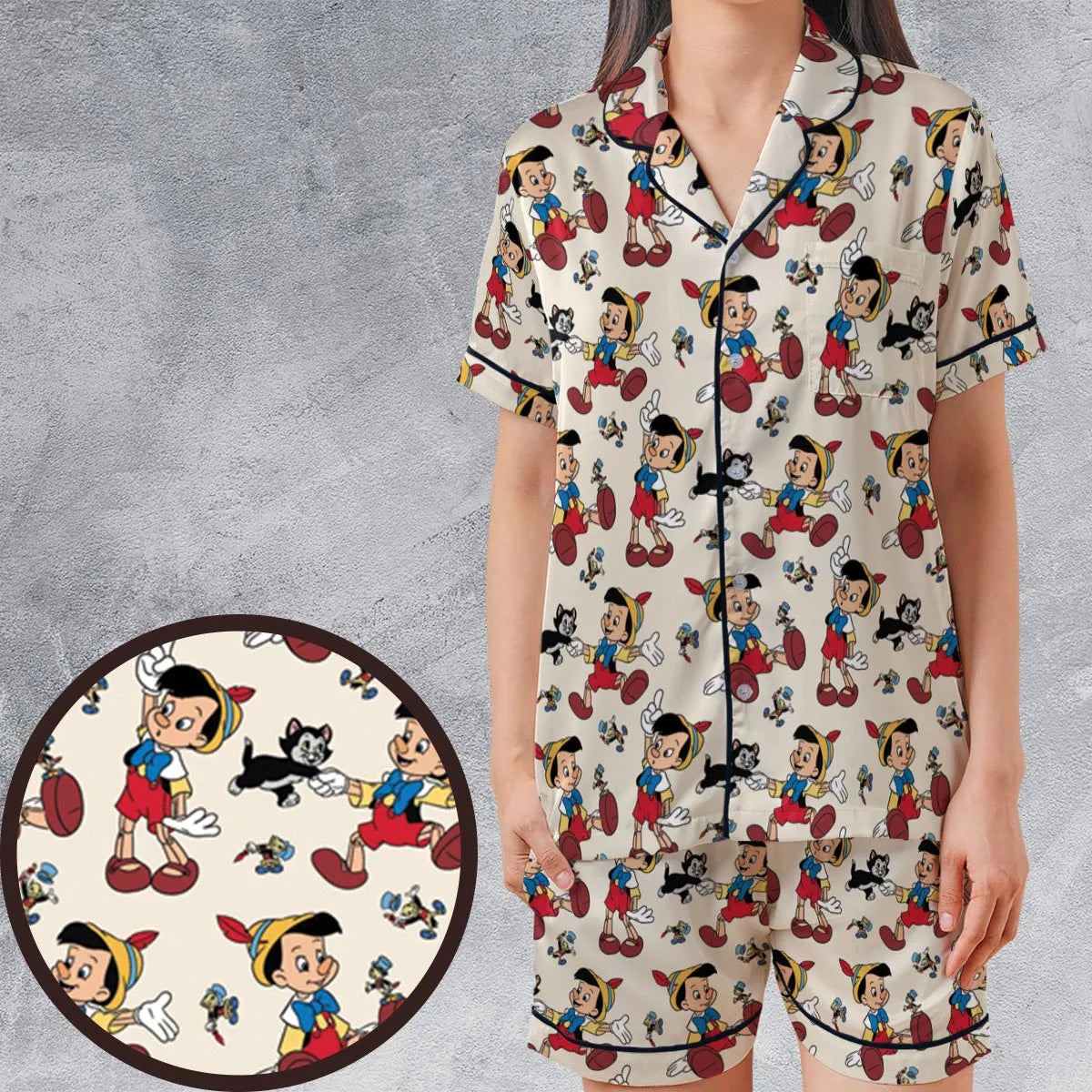 Satin Short-Sleeve Pajamas Set - 1HB5ELR4