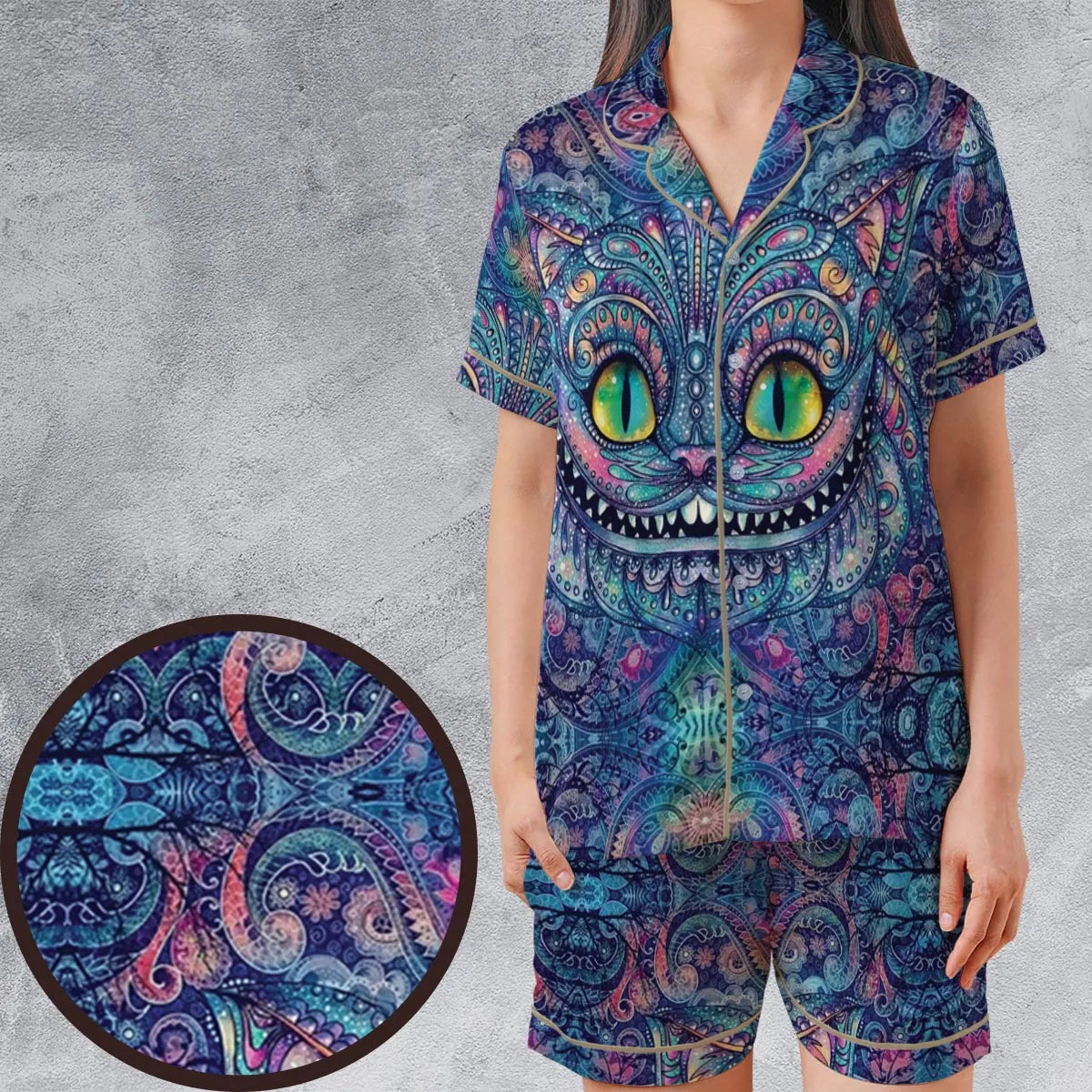 Satin Short-Sleeve Pajamas Set - AR4714H2