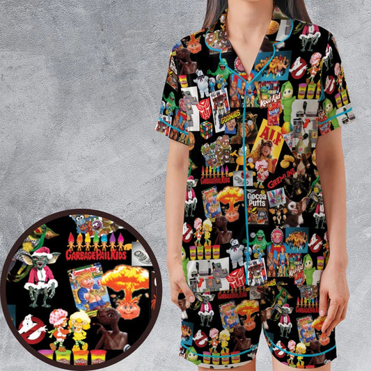 Satin Short-Sleeve Pajamas Set - CJK1454W