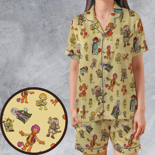 Satin Short-Sleeve Pajamas Set - B7DLRKUE