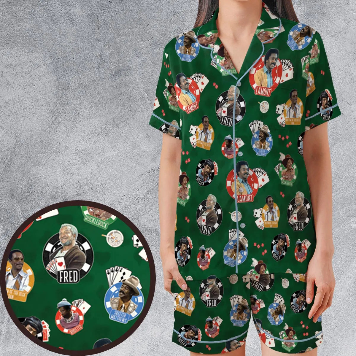 Satin Short-Sleeve Pajamas Set - K3EBC619