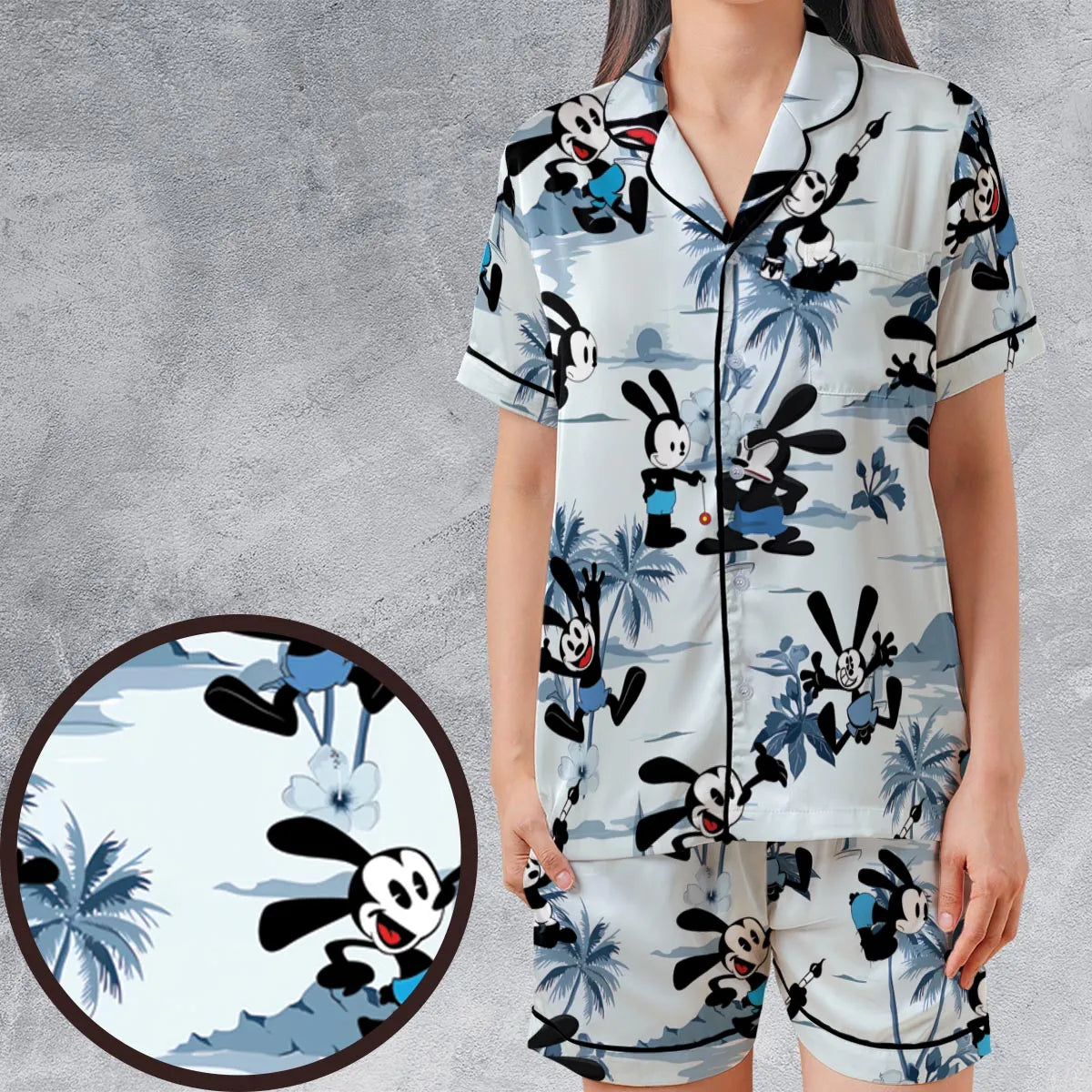 Satin Short-Sleeve Pajamas Set - JYUCD7FV