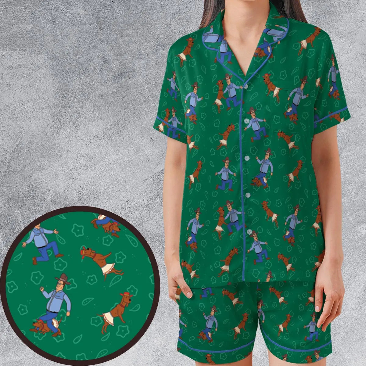 Satin Short-Sleeve Pajamas Set - 3YPK8U27