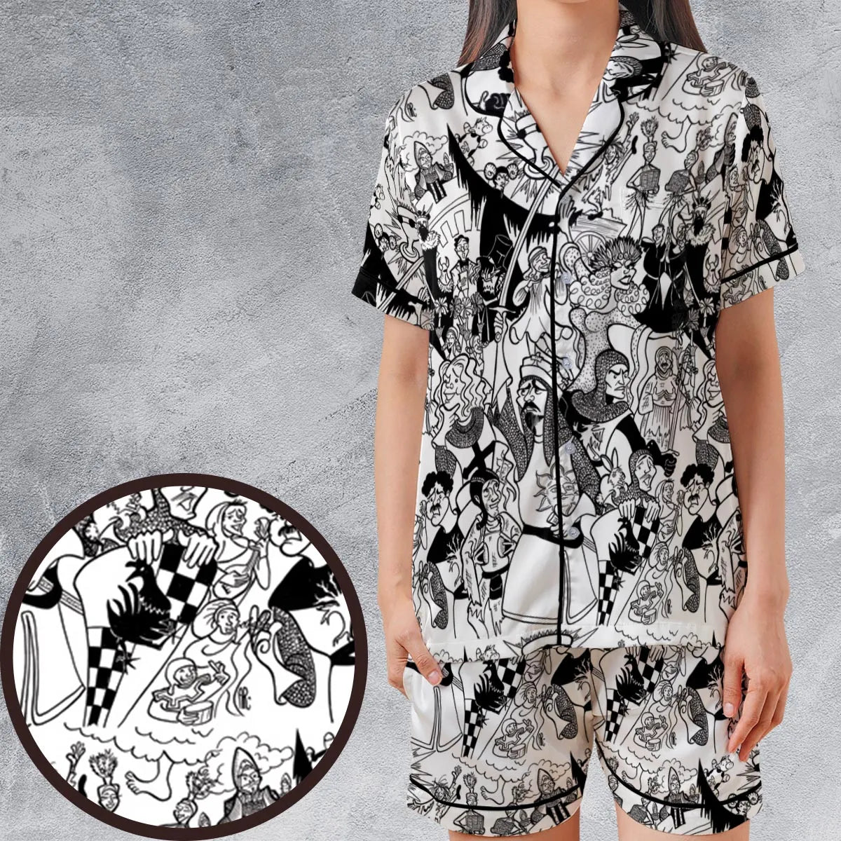 Satin Short-Sleeve Pajamas Set - J269RZ6T
