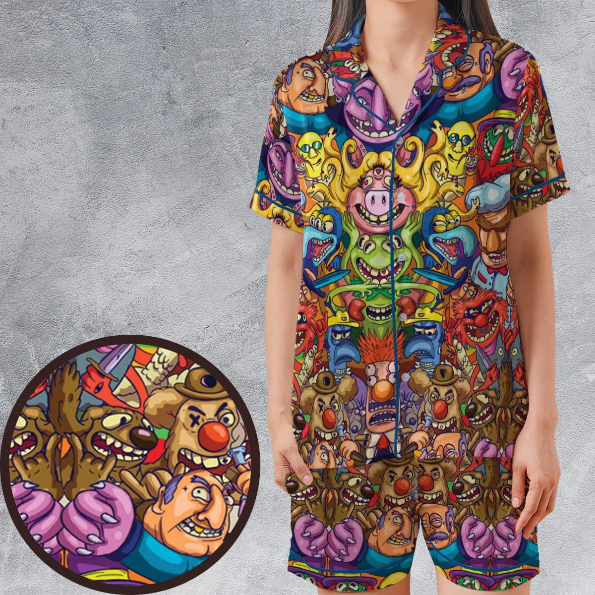 Satin Short-Sleeve Pajamas Set - C1HQUAM9