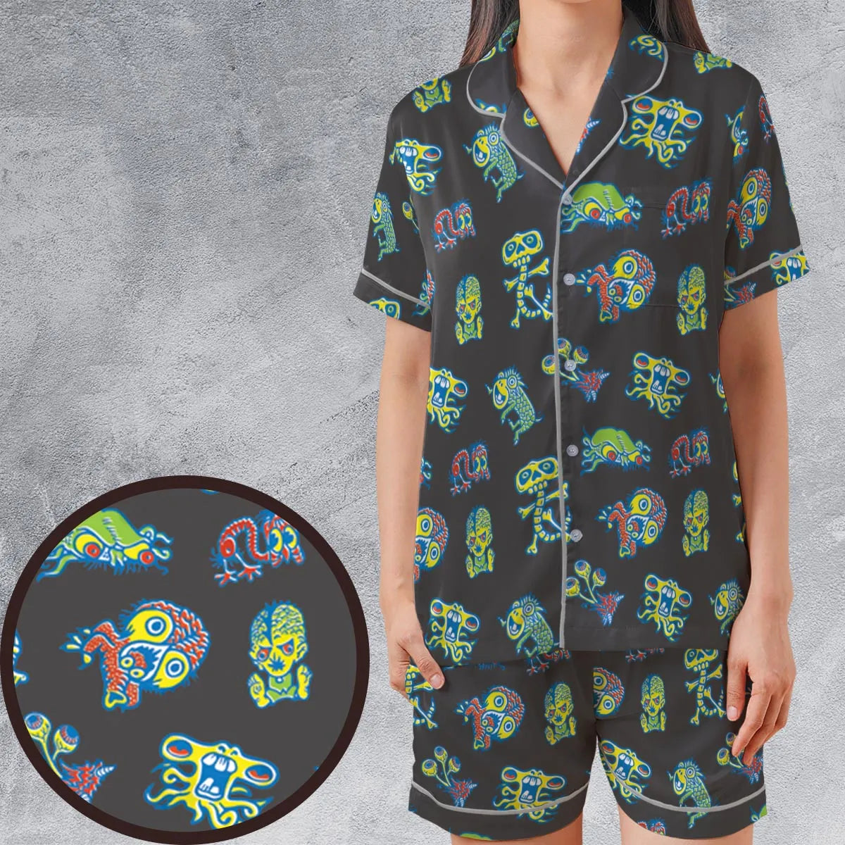 Satin Short-Sleeve Pajamas Set - 5R1HF2NS