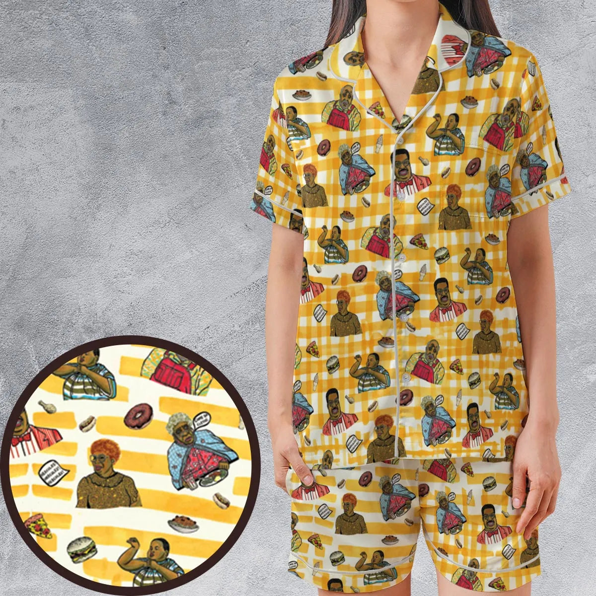 Satin Short-Sleeve Pajamas Set - E2WMDHYQ