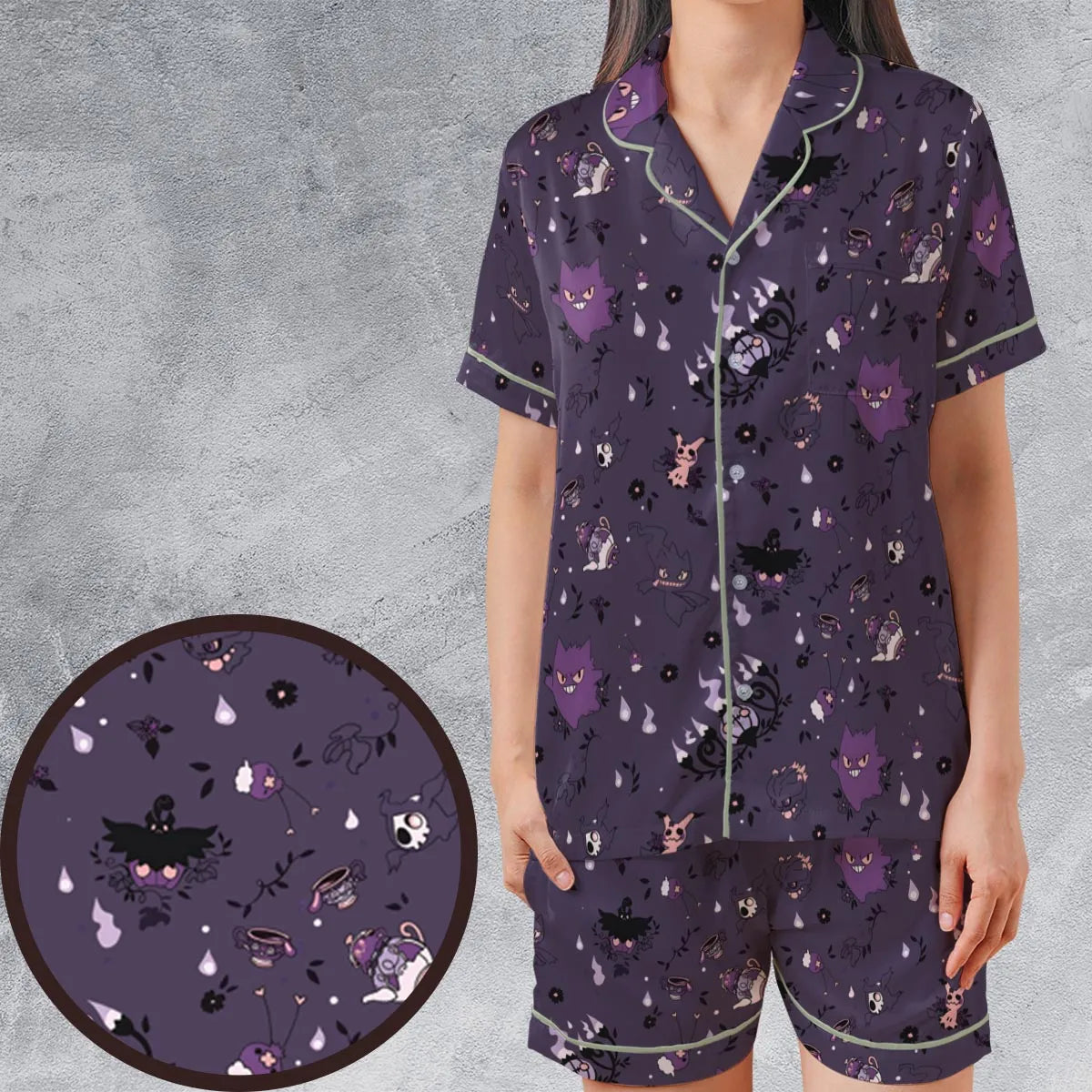 Satin Short-Sleeve Pajamas Set - YARNKWBY