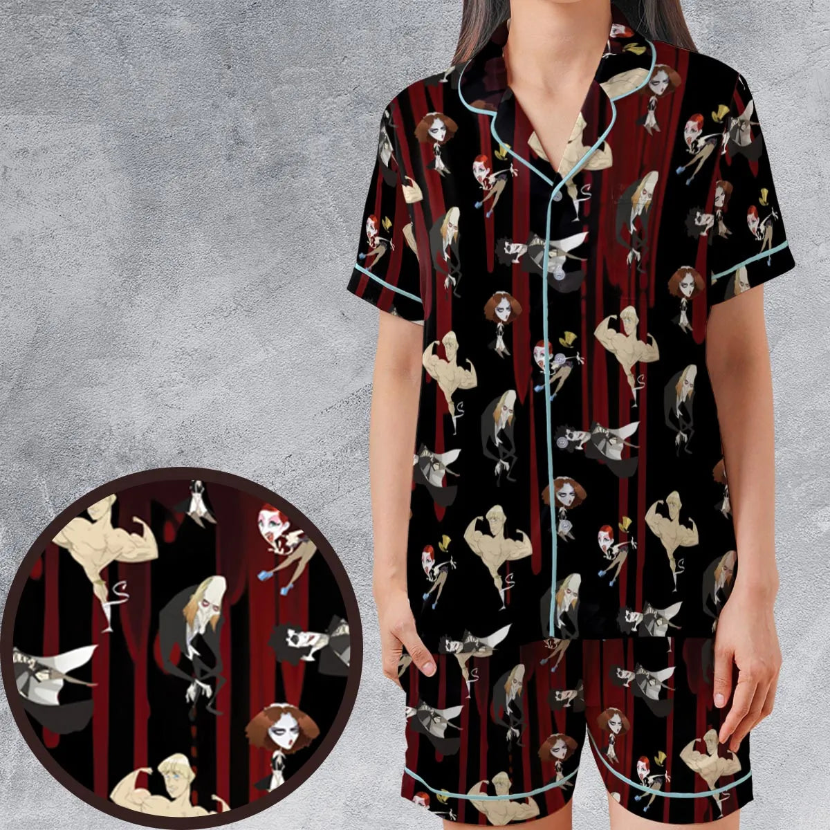Satin Short-Sleeve Pajamas Set - 877JJ2KA