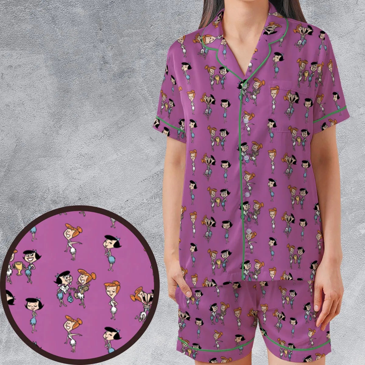 Satin Short-Sleeve Pajamas Set - S2PW1Y8E