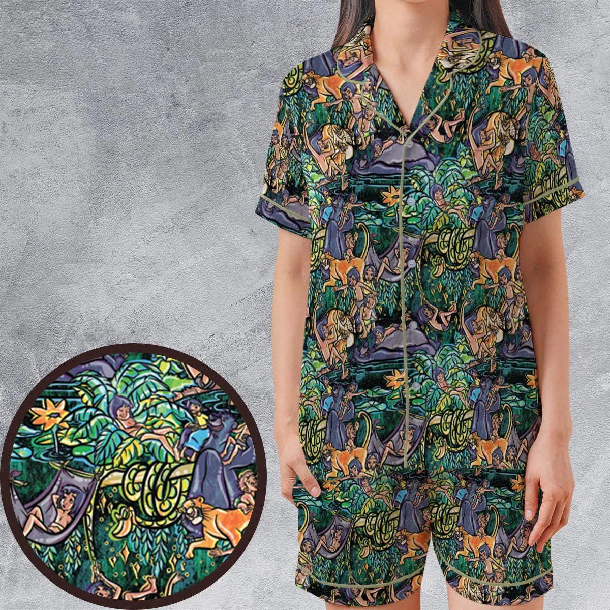 Satin Short-Sleeve Pajamas Set - SJ33DP5A