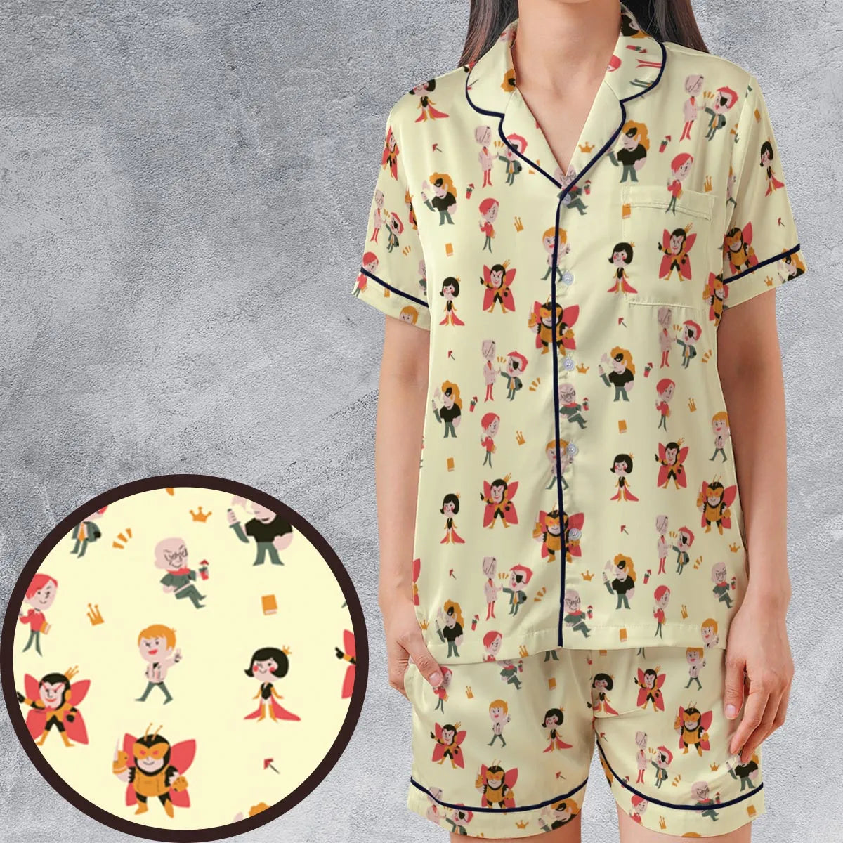Satin Short-Sleeve Pajamas Set - 81CH48HU
