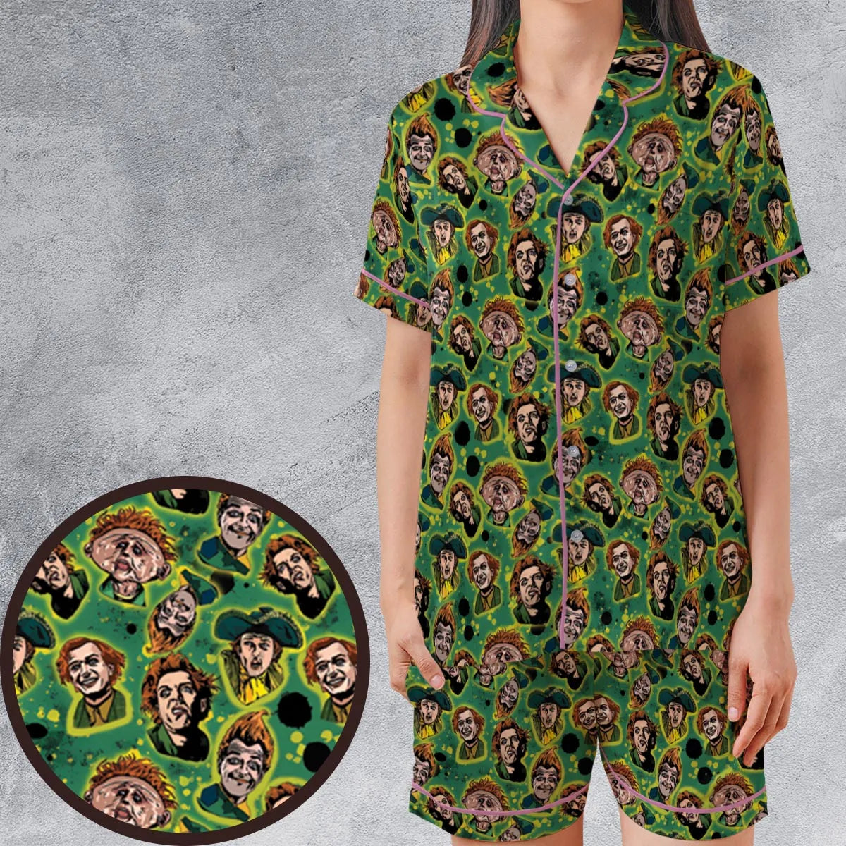 Satin Short-Sleeve Pajamas Set - D1G1XPPM