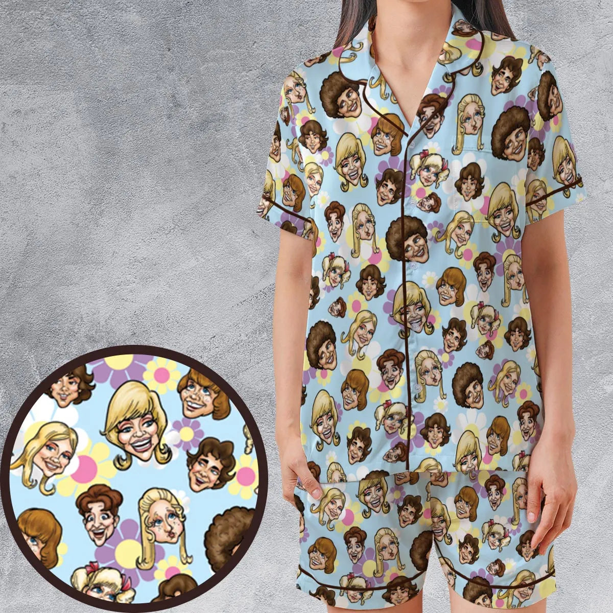 Satin Short-Sleeve Pajamas Set - 7VJ95TLB