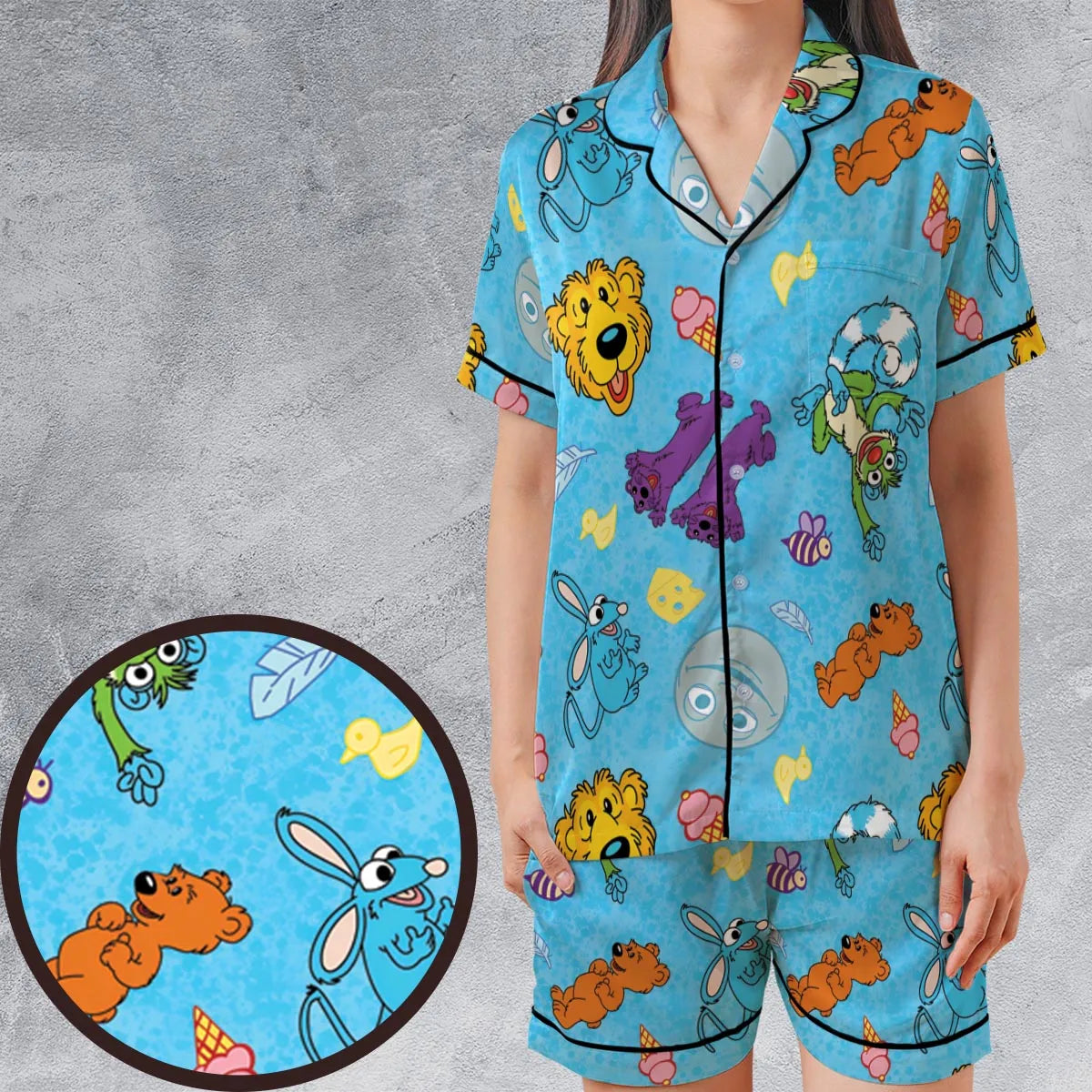 Satin Short-Sleeve Pajamas Set - PXX7ZJAM