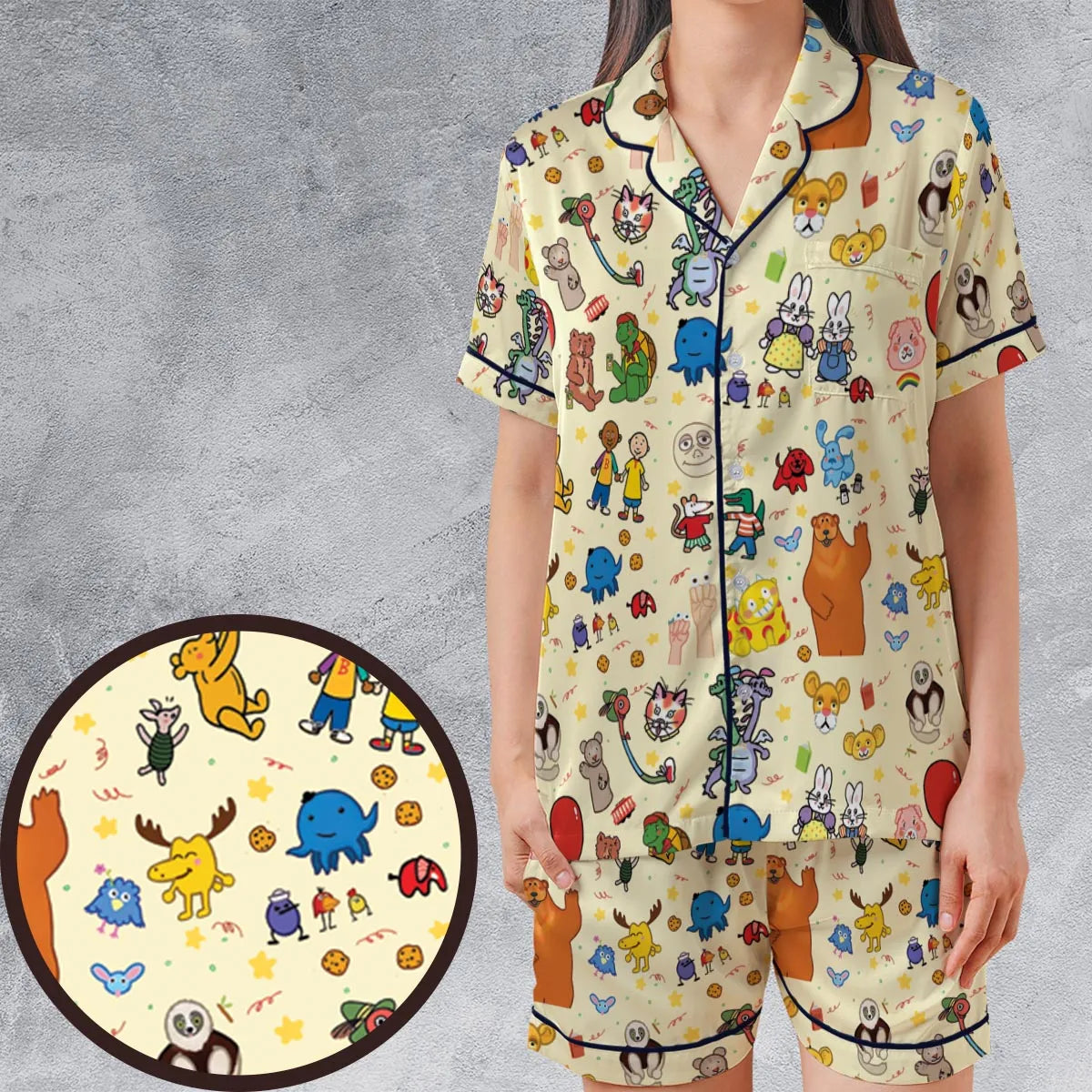 Satin Short-Sleeve Pajamas Set - P21YC7CL