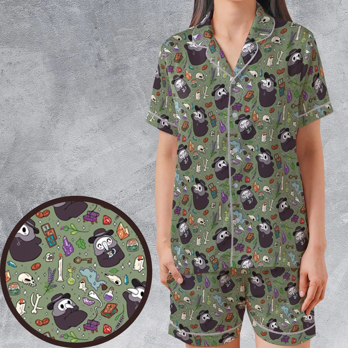 Satin Short-Sleeve Pajamas Set - 3936KUTG