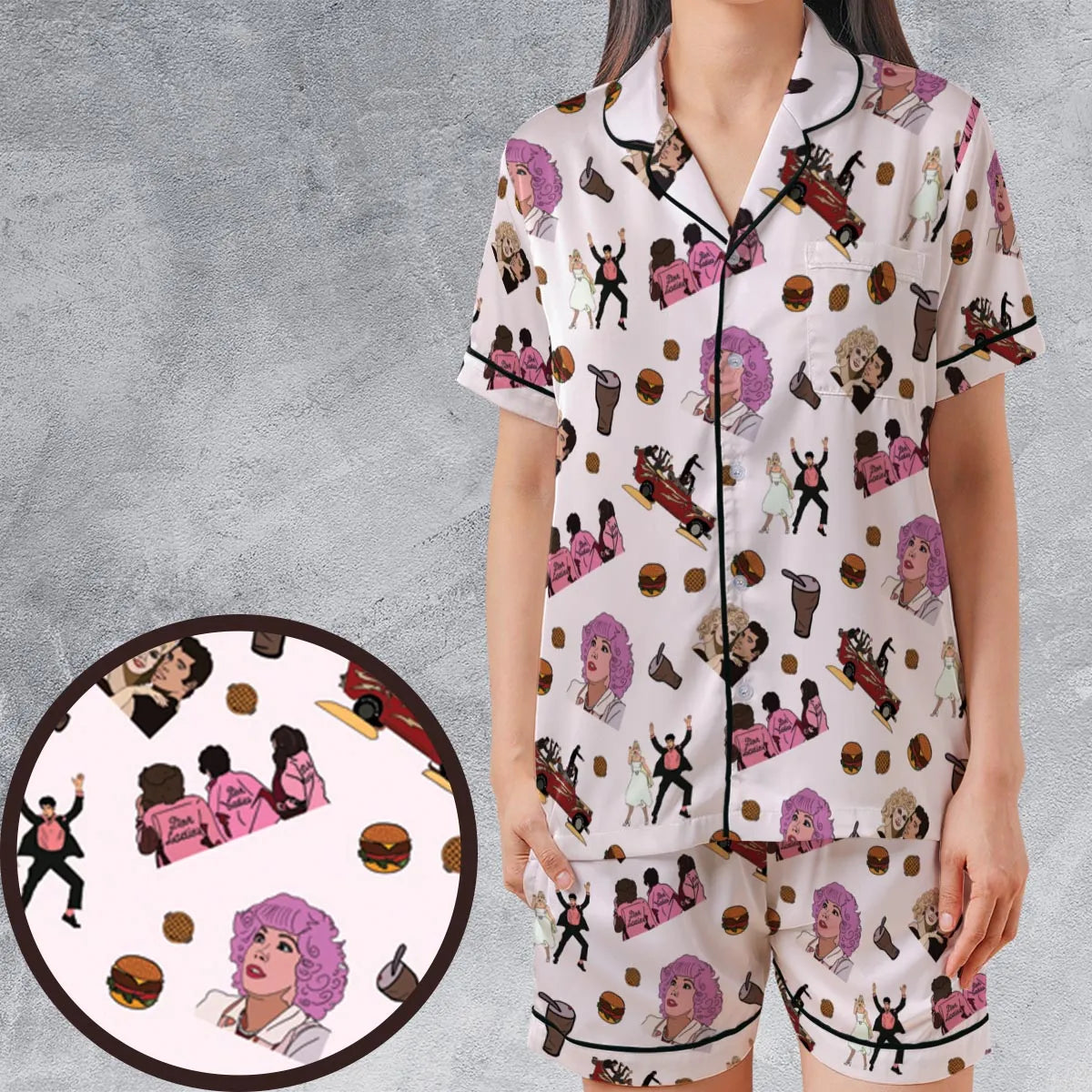 Satin Short-Sleeve Pajamas Set - 7AW8RJCR