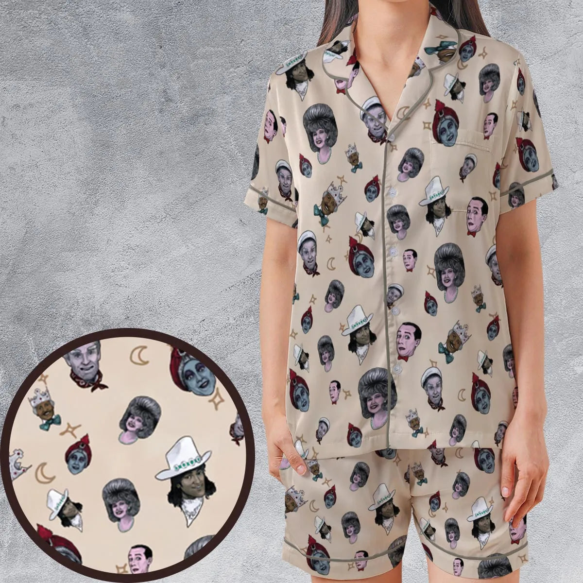 Satin Short-Sleeve Pajamas Set - LMACSFZF