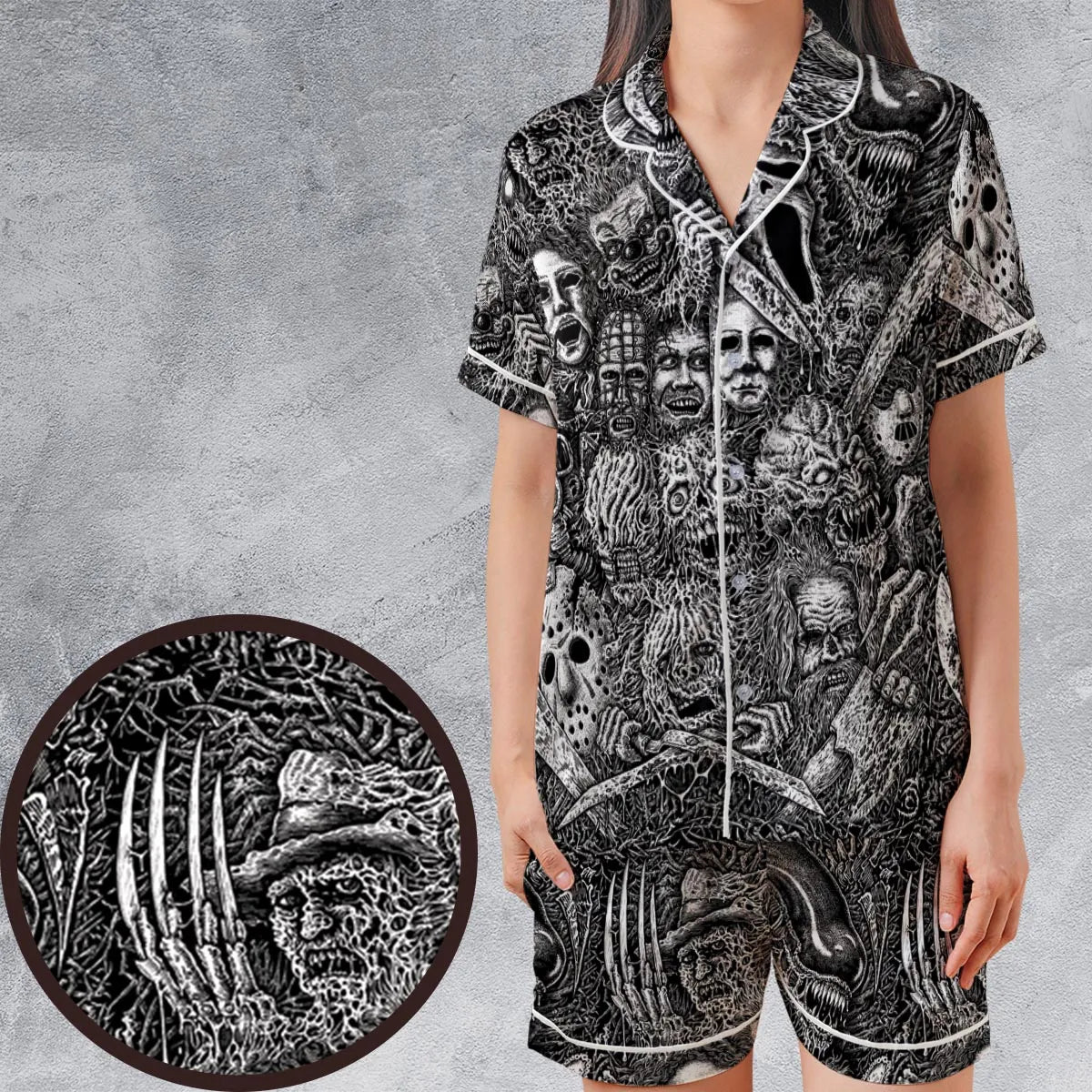 Satin Short-Sleeve Pajamas Set - SNEP498E