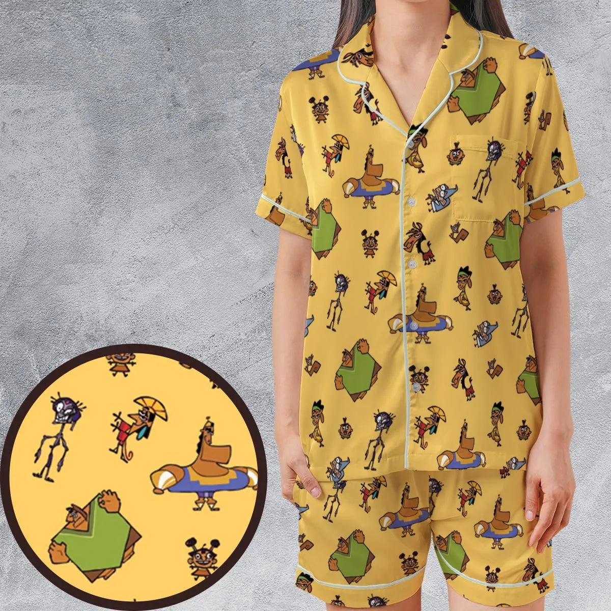 Satin Short-Sleeve Pajamas Set - X1J168GU