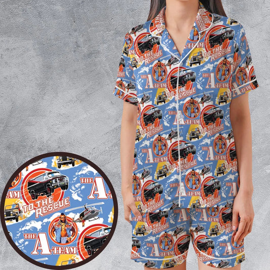 Satin Short-Sleeve Pajamas Set - KWU8GH96