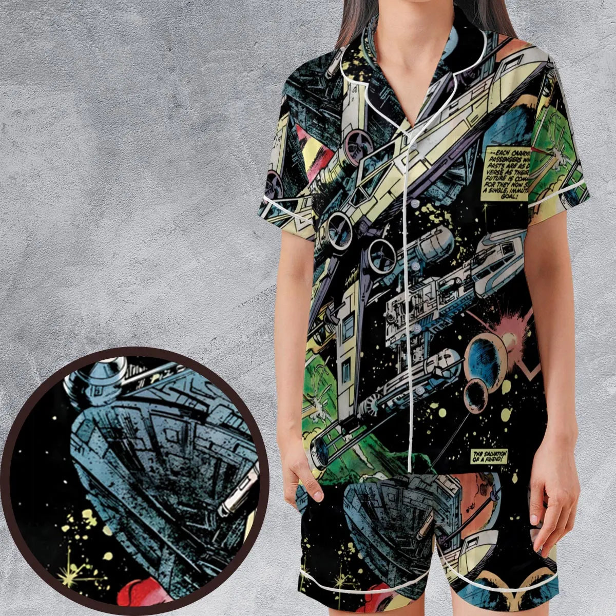 Satin Short-Sleeve Pajamas Set - ZD46K9QC