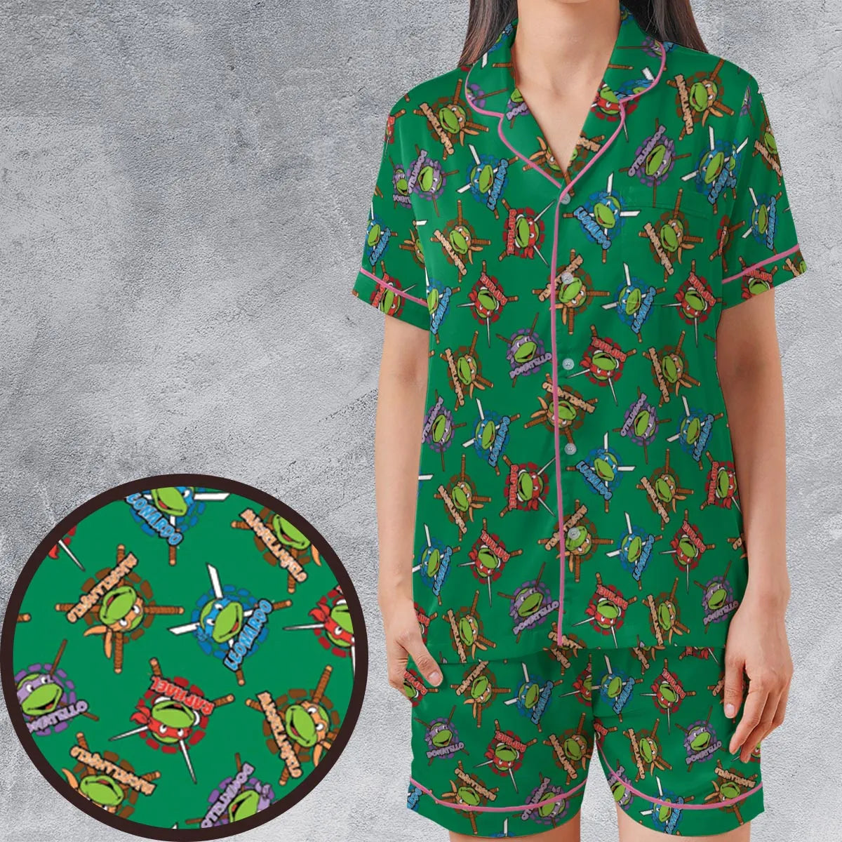 Satin Short-Sleeve Pajamas Set - HPPY1BB5