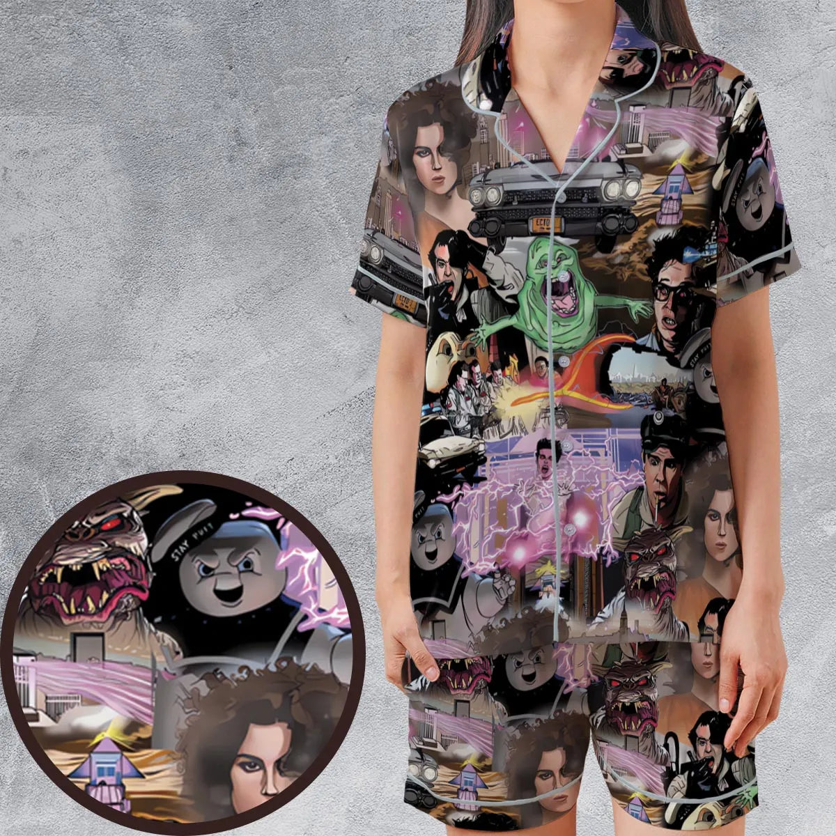 Satin Short-Sleeve Pajamas Set - CXSS8EA2
